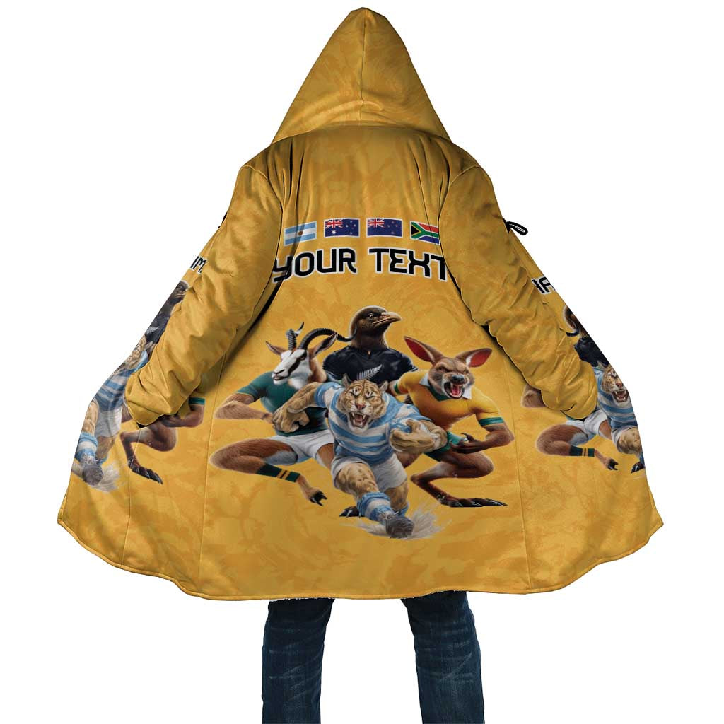 Custom Rugby Southern Hemisphere Cloak Argentina AUNZ South Africa Mascot Gold - Polynesian Pride