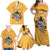 Custom Rugby Southern Hemisphere Family Matching Off Shoulder Maxi Dress and Hawaiian Shirt Argentina AUNZ South Africa Mascot Gold - Polynesian Pride