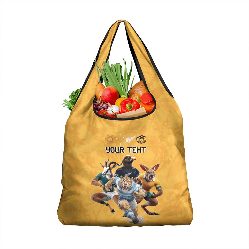 Custom Rugby Southern Hemisphere Grocery Bag Argentina AUNZ South Africa Mascot Gold - Polynesian Pride