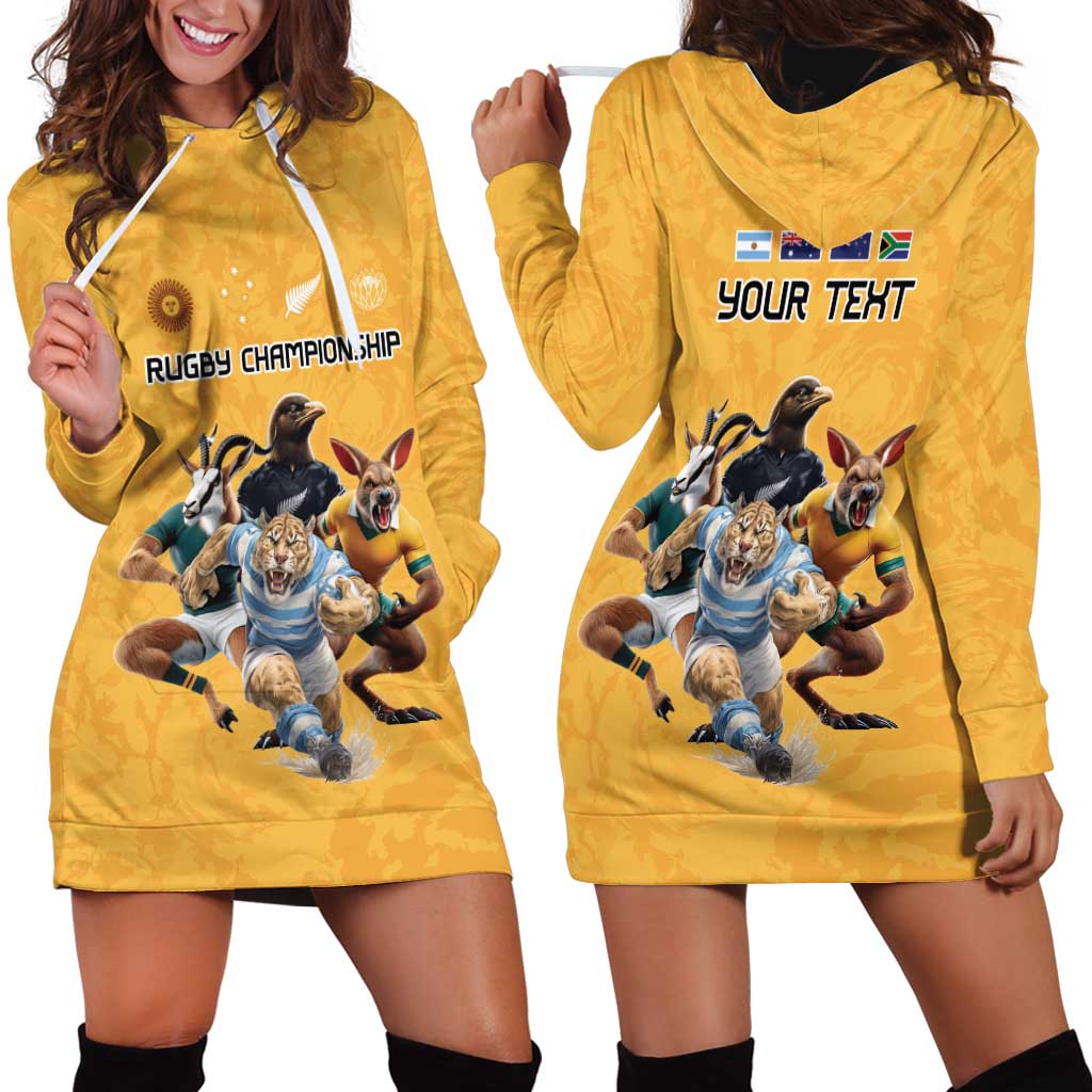 Custom Rugby Southern Hemisphere Hoodie Dress Argentina AUNZ South Africa Mascot Gold - Polynesian Pride
