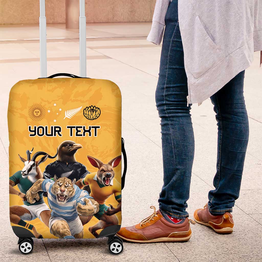 Custom Rugby Southern Hemisphere Luggage Cover Argentina AUNZ South Africa Mascot Gold - Polynesian Pride