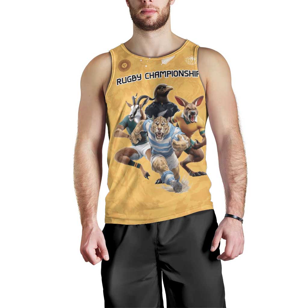 Custom Rugby Southern Hemisphere Men Tank Top Argentina AUNZ South Africa Mascot Gold LT9 - Polynesian Pride