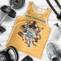 Custom Rugby Southern Hemisphere Men Tank Top Argentina AUNZ South Africa Mascot Gold LT9 - Polynesian Pride