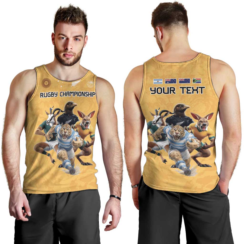 Custom Rugby Southern Hemisphere Men Tank Top Argentina AUNZ South Africa Mascot Gold LT9 - Polynesian Pride