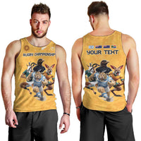 Custom Rugby Southern Hemisphere Men Tank Top Argentina AUNZ South Africa Mascot Gold LT9 - Polynesian Pride