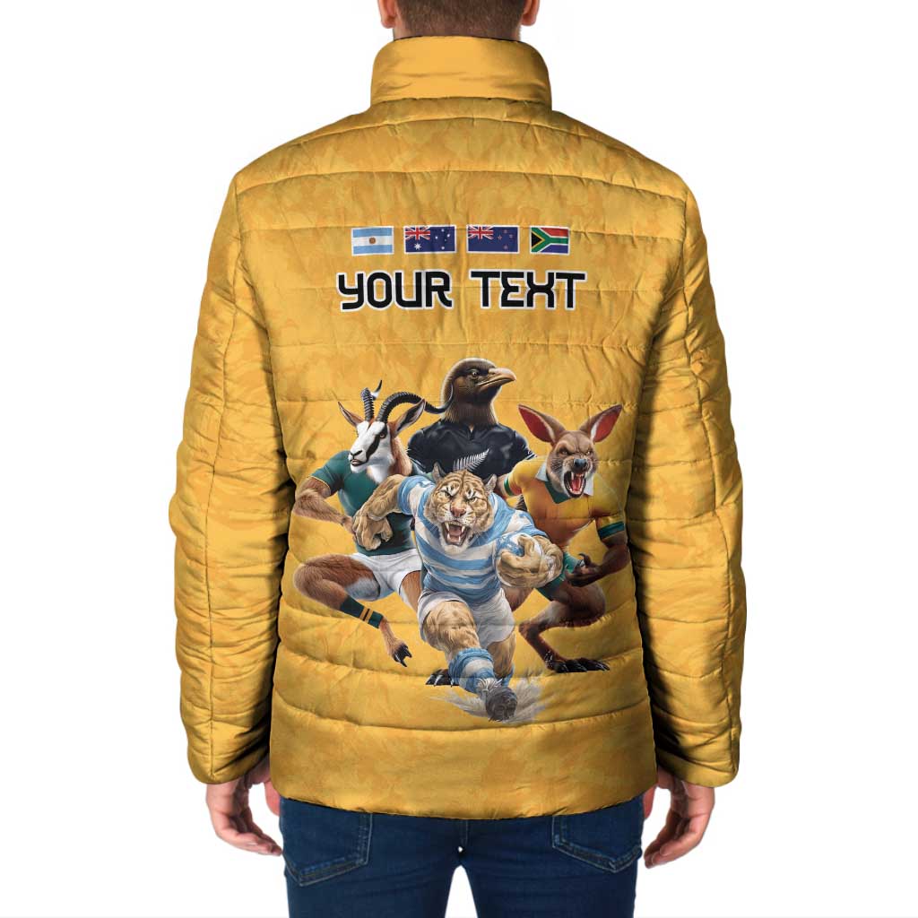 Custom Rugby Southern Hemisphere Padded Jacket Argentina AUNZ South Africa Mascot Gold - Polynesian Pride