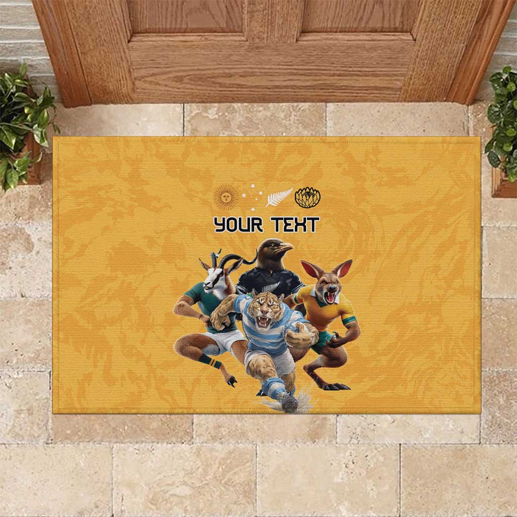 Custom Rugby Southern Hemisphere Rubber Doormat Argentina AUNZ South Africa Mascot Gold LT9 Gold - Polynesian Pride