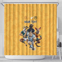 Custom Rugby Southern Hemisphere Shower Curtain Argentina AUNZ South Africa Mascot Gold - Polynesian Pride