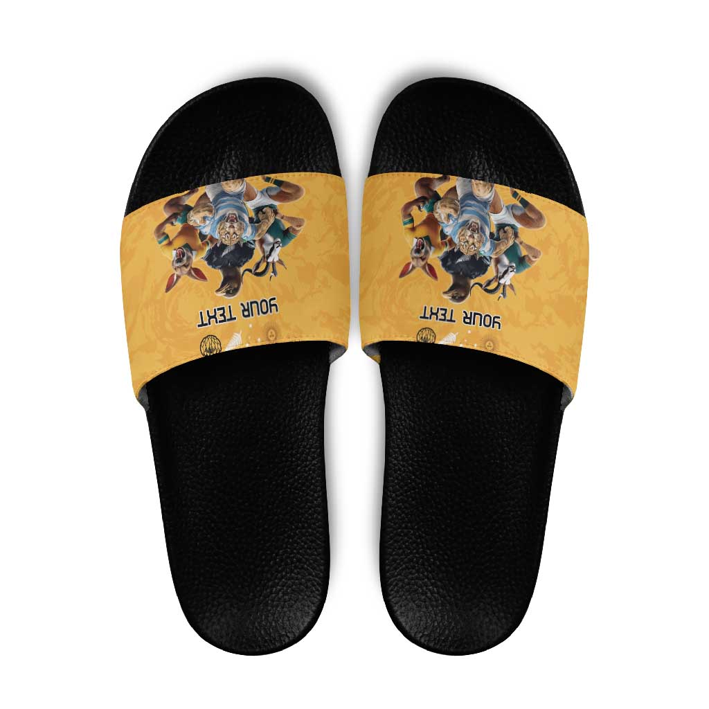Custom Rugby Southern Hemisphere Slide Sandals Argentina AUNZ South Africa Mascot Gold - Polynesian Pride