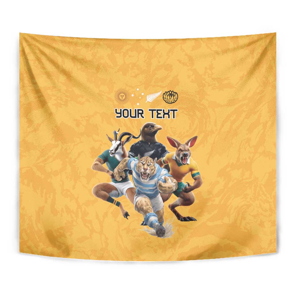 Custom Rugby Southern Hemisphere Tapestry Argentina AUNZ South Africa Mascot Gold - Polynesian Pride