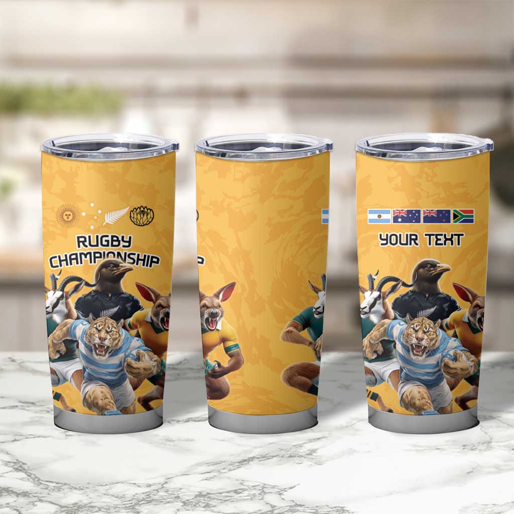 Custom Rugby Southern Hemisphere Tumbler Cup Argentina AUNZ South Africa Mascot Gold - Polynesian Pride