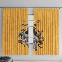 Custom Rugby Southern Hemisphere Window Curtain Argentina AUNZ South Africa Mascot Gold - Polynesian Pride