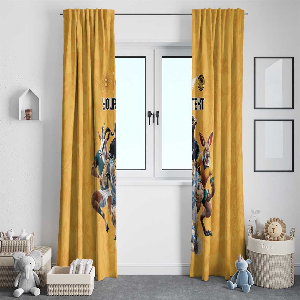 Custom Rugby Southern Hemisphere Window Curtain Argentina AUNZ South Africa Mascot Gold - Polynesian Pride
