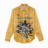 Custom Rugby Southern Hemisphere Women Casual Shirt Argentina AUNZ South Africa Mascot Gold LT9 - Polynesian Pride
