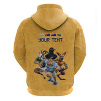 Custom Rugby Southern Hemisphere Zip Hoodie Argentina AUNZ South Africa Mascot Gold - Polynesian Pride