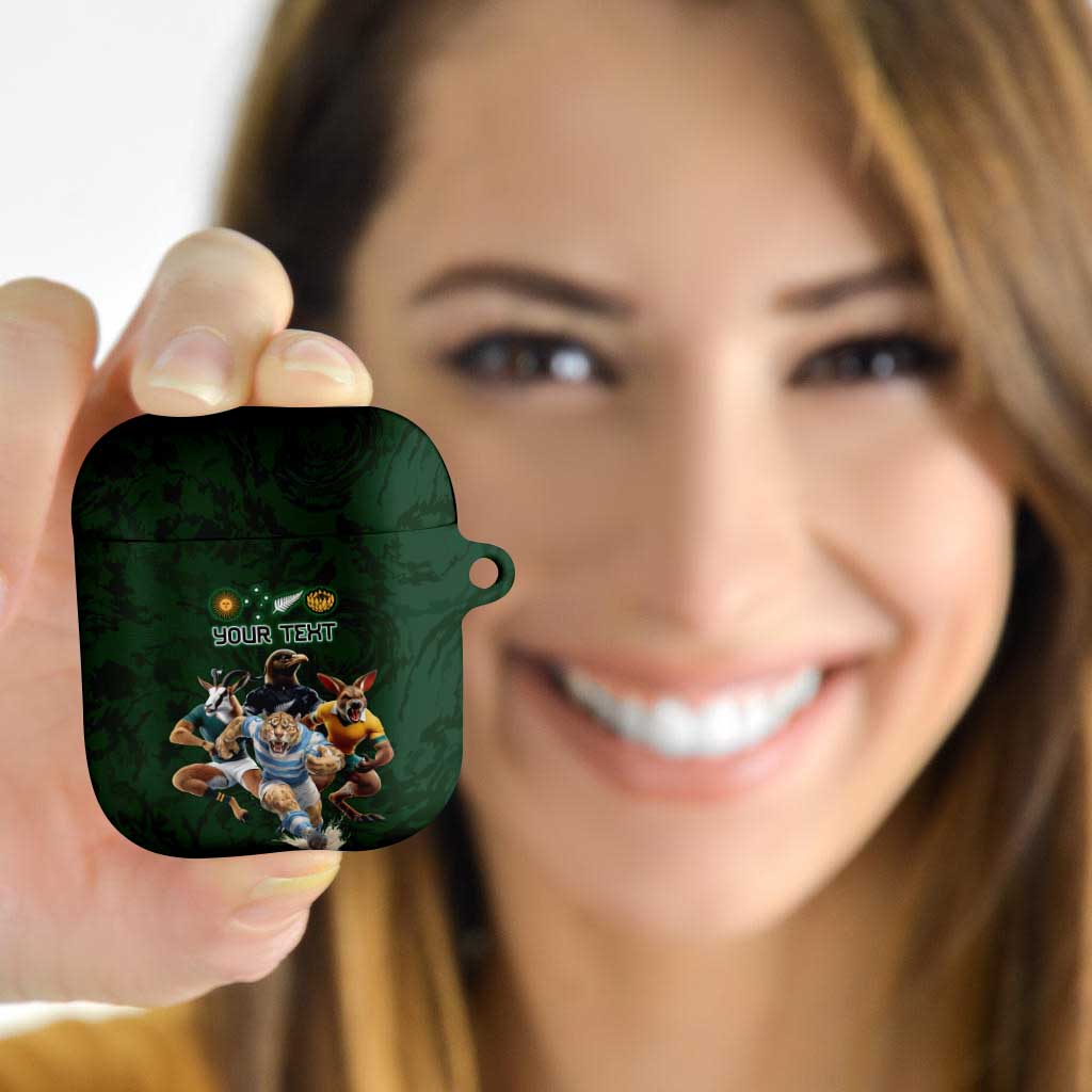 Custom Rugby Southern Hemisphere AirPods Case Argentina AUNZ South Africa Mascot Green - Polynesian Pride