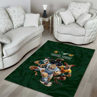 Custom Rugby Southern Hemisphere Area Rug Argentina AUNZ South Africa Mascot Green - Polynesian Pride