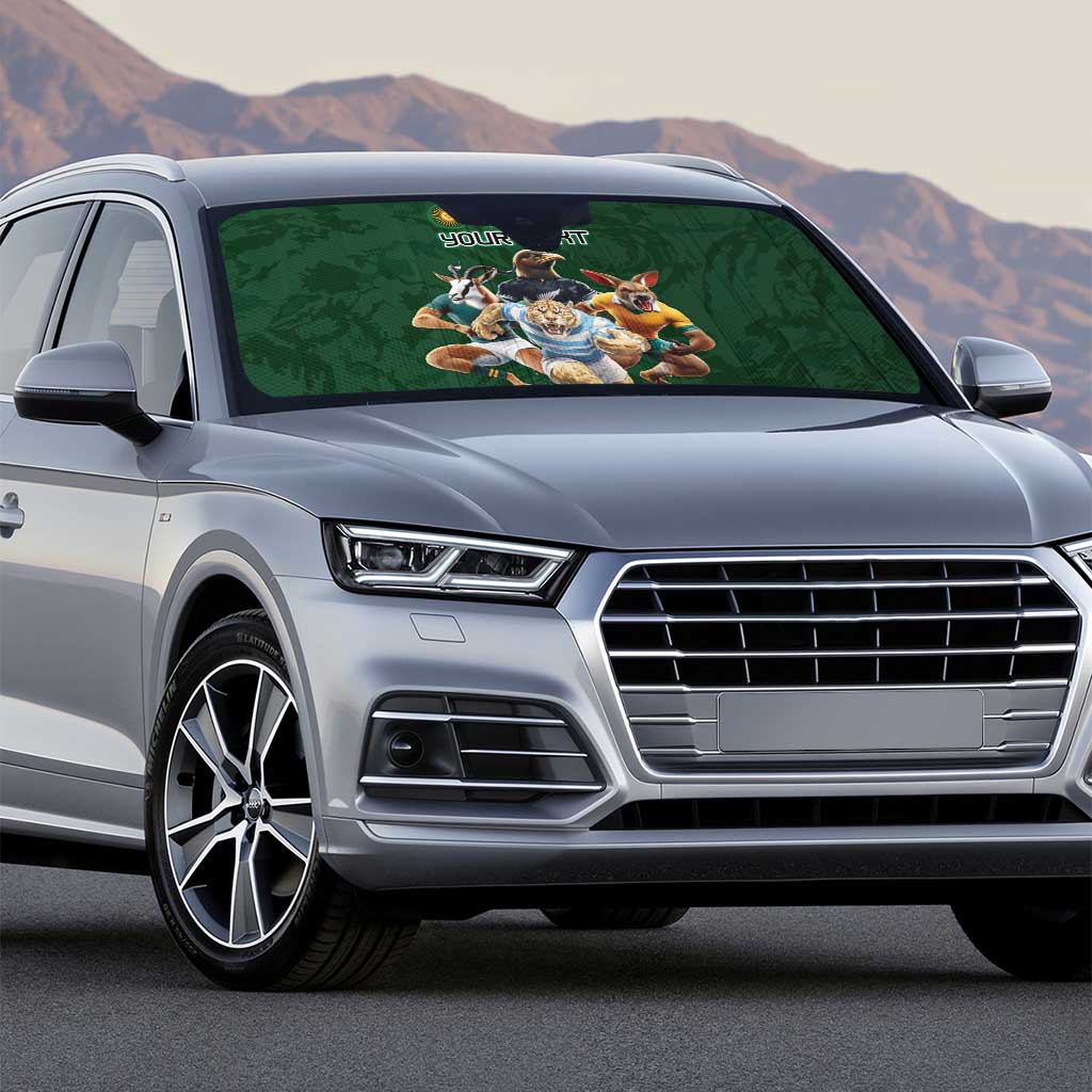 Custom Rugby Southern Hemisphere Auto Sun Shade Argentina AUNZ South Africa Mascot Green - Polynesian Pride