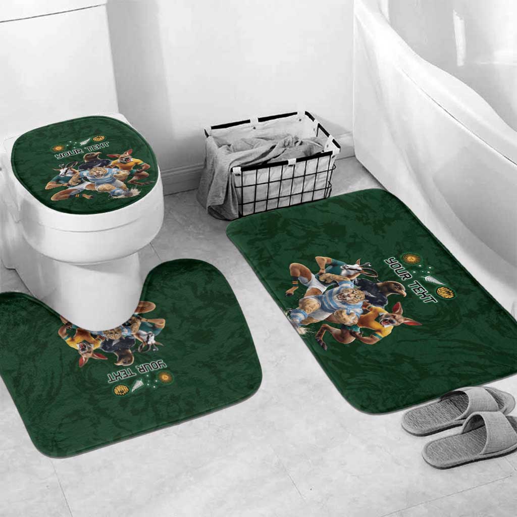 Custom Rugby Southern Hemisphere Bathroom Set Argentina AUNZ South Africa Mascot Green - Polynesian Pride