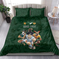 Custom Rugby Southern Hemisphere Bedding Set Argentina AUNZ South Africa Mascot Green - Polynesian Pride