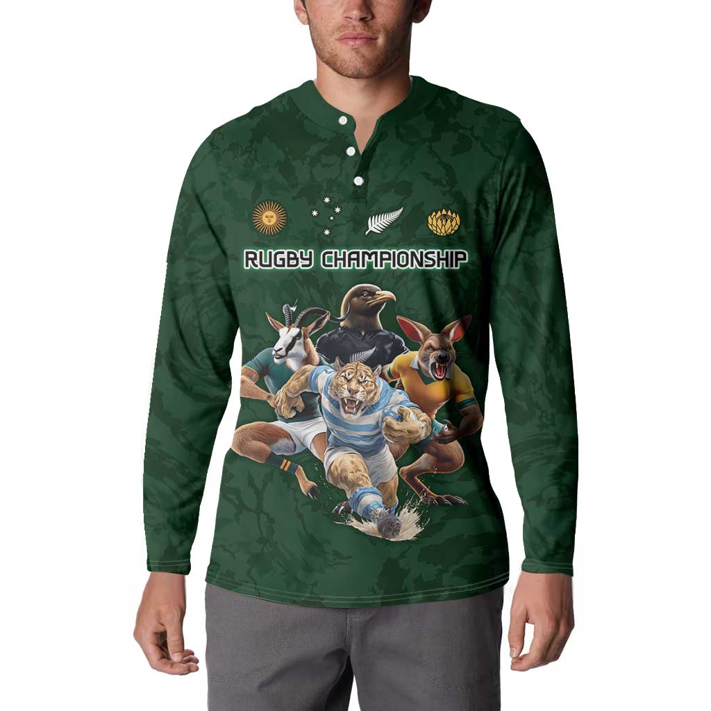 Custom Rugby Southern Hemisphere Button Sweatshirt Argentina AUNZ South Africa Mascot Green - Polynesian Pride