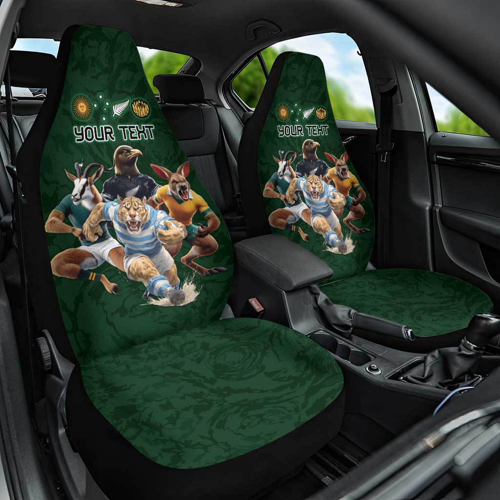 Custom Rugby Southern Hemisphere Car Seat Cover Argentina AUNZ South Africa Mascot Green - Polynesian Pride