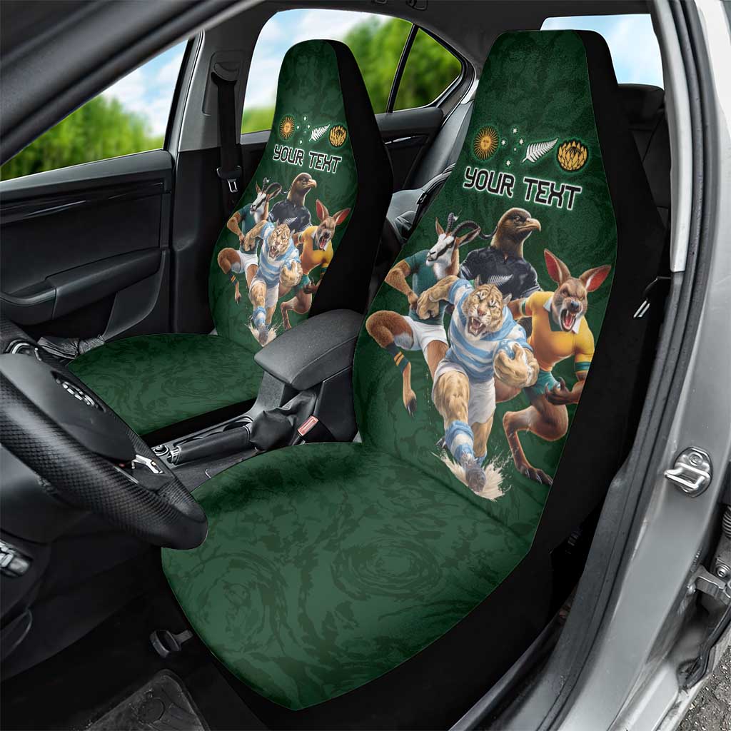 Custom Rugby Southern Hemisphere Car Seat Cover Argentina AUNZ South Africa Mascot Green - Polynesian Pride