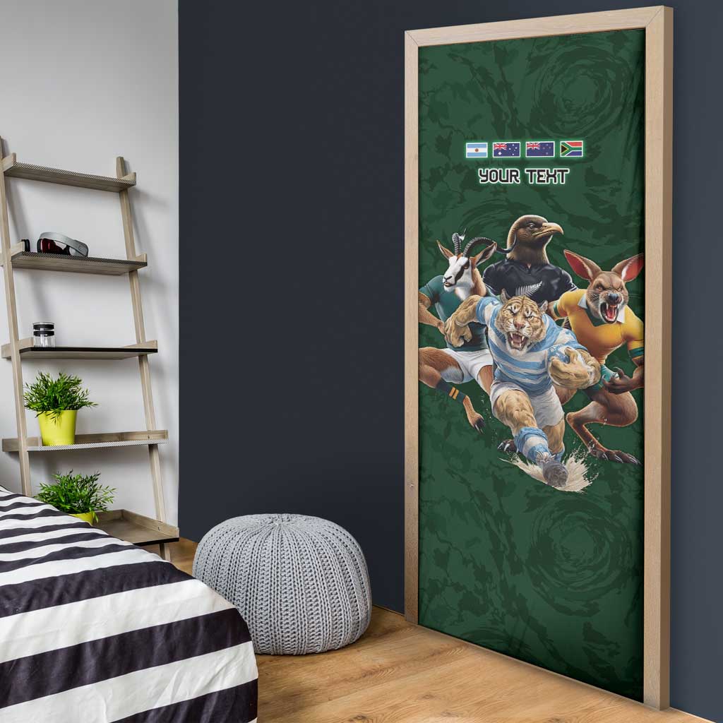 Custom Rugby Southern Hemisphere Door Cover Argentina AUNZ South Africa Mascot Green - Polynesian Pride