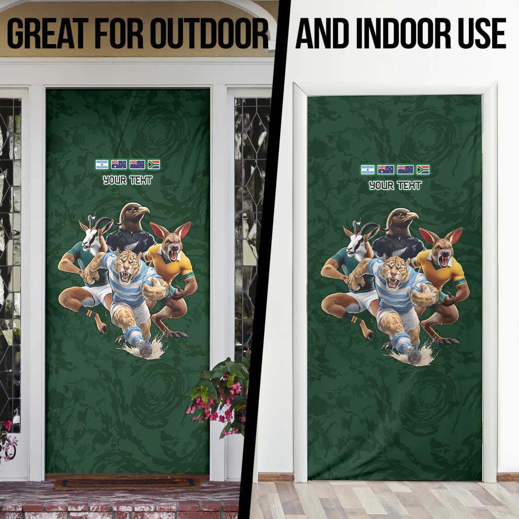 Custom Rugby Southern Hemisphere Door Cover Argentina AUNZ South Africa Mascot Green - Polynesian Pride