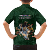 Custom Rugby Southern Hemisphere Family Matching Puletasi and Hawaiian Shirt Argentina AUNZ South Africa Mascot Green LT9 - Polynesian Pride