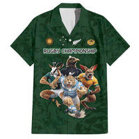 Custom Rugby Southern Hemisphere Family Matching Puletasi and Hawaiian Shirt Argentina AUNZ South Africa Mascot Green LT9 Dad's Shirt - Short Sleeve Green - Polynesian Pride