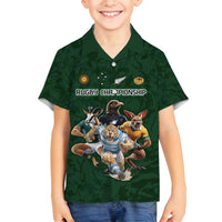 Custom Rugby Southern Hemisphere Family Matching Puletasi and Hawaiian Shirt Argentina AUNZ South Africa Mascot Green LT9 Son's Shirt Green - Polynesian Pride