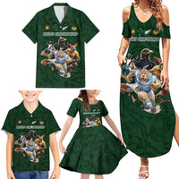 Custom Rugby Southern Hemisphere Family Matching Summer Maxi Dress and Hawaiian Shirt Argentina AUNZ South Africa Mascot Green - Polynesian Pride