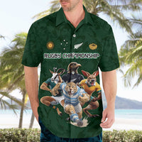 Custom Rugby Southern Hemisphere Hawaiian Shirt Argentina AUNZ South Africa Mascot Green - Polynesian Pride
