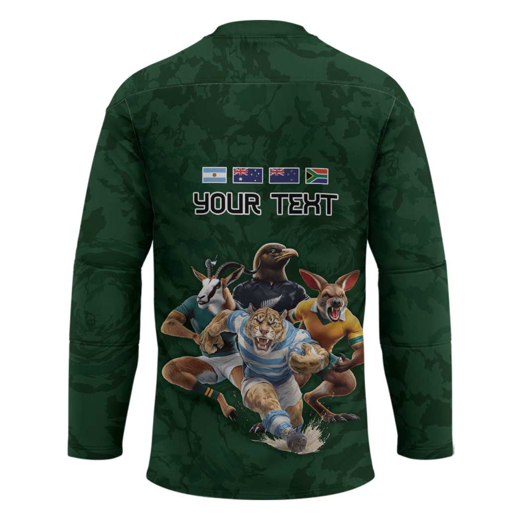 Custom Rugby Southern Hemisphere Hockey Jersey Argentina AUNZ South Africa Mascot Green - Polynesian Pride