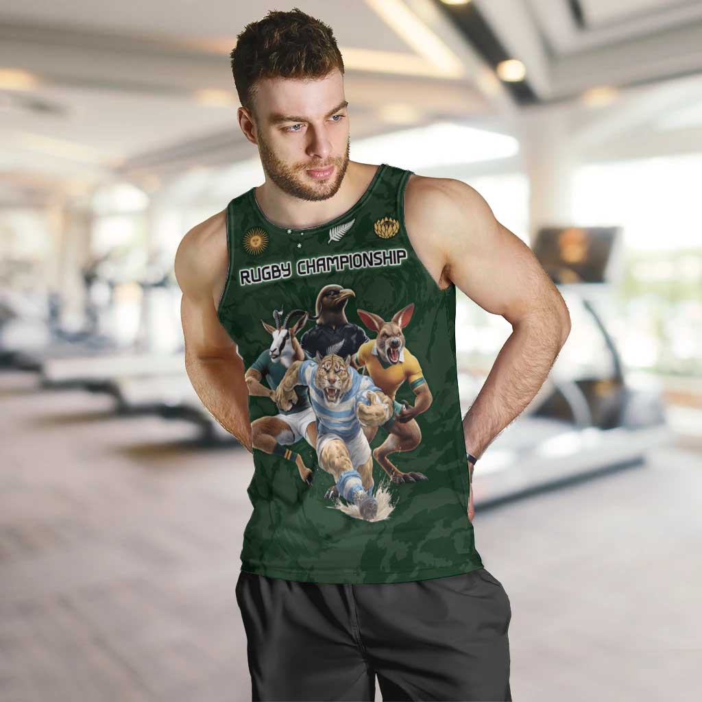 Custom Rugby Southern Hemisphere Men Tank Top Argentina AUNZ South Africa Mascot Green - Polynesian Pride