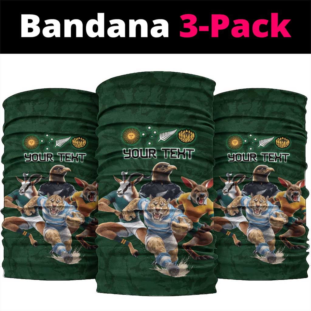 Custom Rugby Southern Hemisphere Neck Gaiter Argentina AUNZ South Africa Mascot Green - Polynesian Pride