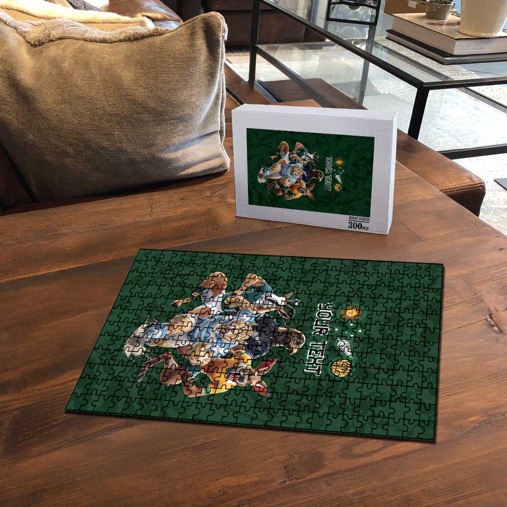 Custom Rugby Southern Hemisphere Puzzle Argentina AUNZ South Africa Mascot Green - Polynesian Pride