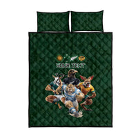 Custom Rugby Southern Hemisphere Quilt Bed Set Argentina AUNZ South Africa Mascot Green - Polynesian Pride