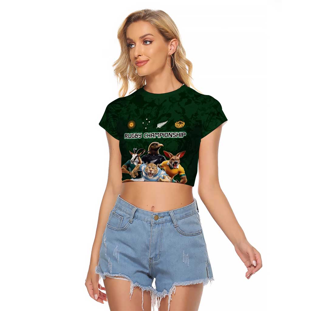 Custom Rugby Southern Hemisphere Raglan Cropped T Shirt Argentina AUNZ South Africa Mascot Green - Polynesian Pride