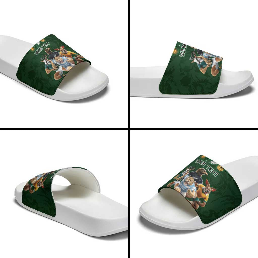 Custom Rugby Southern Hemisphere Slide Sandals Argentina AUNZ South Africa Mascot Green - Polynesian Pride