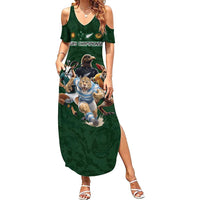 Custom Rugby Southern Hemisphere Summer Maxi Dress Argentina AUNZ South Africa Mascot Green - Polynesian Pride