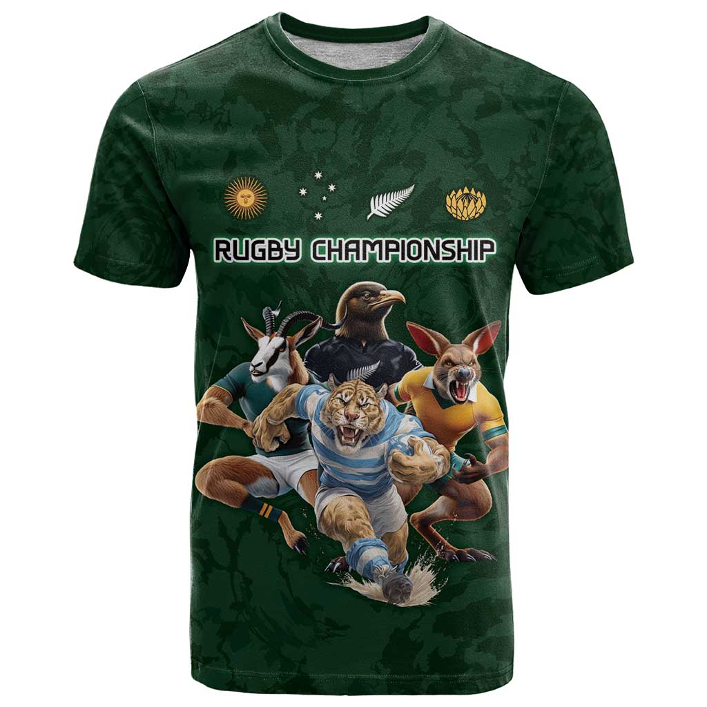 Custom Rugby Southern Hemisphere T Shirt Argentina AUNZ South Africa Mascot Green - Polynesian Pride