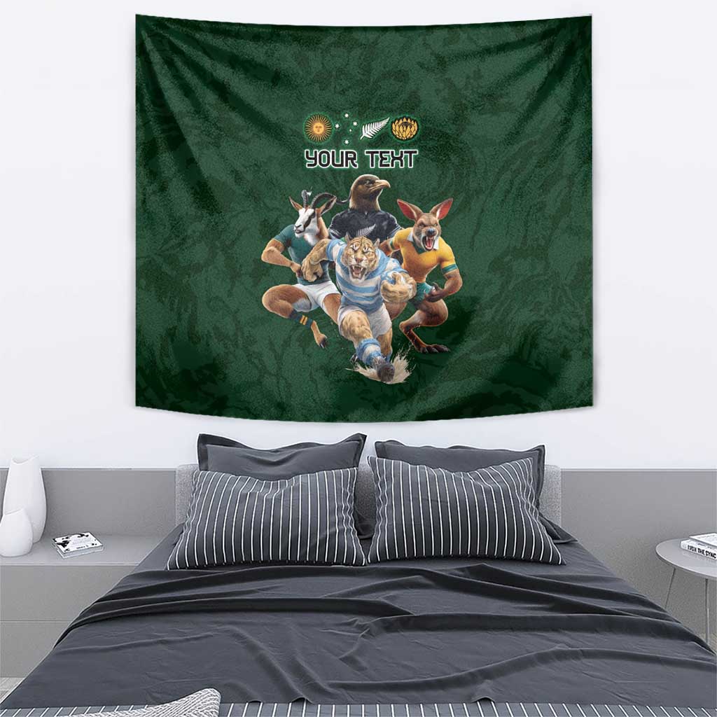 Custom Rugby Southern Hemisphere Tapestry Argentina AUNZ South Africa Mascot Green - Polynesian Pride