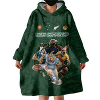 Custom Rugby Southern Hemisphere Wearable Blanket Hoodie Argentina AUNZ South Africa Mascot Green - Polynesian Pride