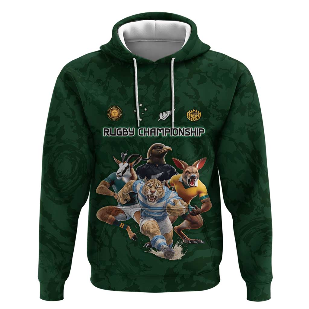 Custom Rugby Southern Hemisphere Zip Hoodie Argentina AUNZ South Africa Mascot Green - Polynesian Pride