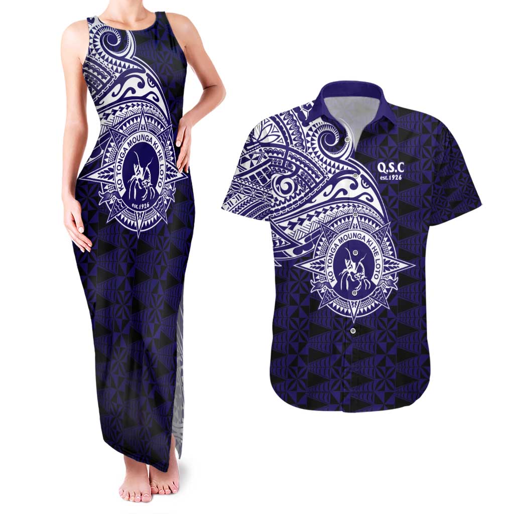 Tonga Queen Salote College 100th Years Couples Matching Tank Maxi Dress and Hawaiian Shirt Est 1926 Tongan Ngatu Tapa - Polynesian Pride