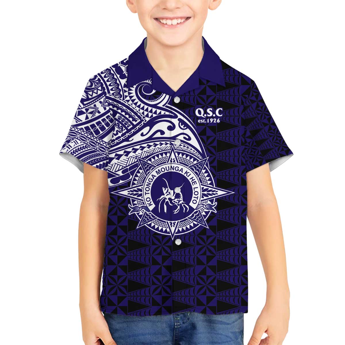 Tonga Queen Salote College 100th Years Family Matching Off The Shoulder Long Sleeve Dress and Hawaiian Shirt Est 1926 Tongan Ngatu Tapa - Polynesian Pride