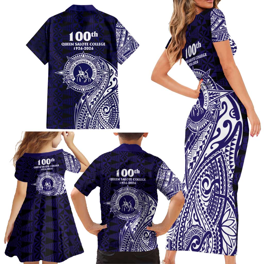 Tonga Queen Salote College 100th Years Family Matching Short Sleeve Bodycon Dress and Hawaiian Shirt Est 1926 Tongan Ngatu Tapa - Polynesian Pride