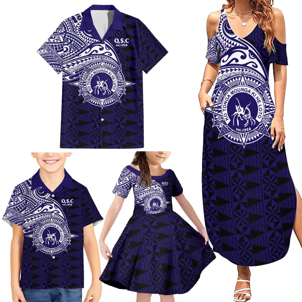 Tonga Queen Salote College 100th Years Family Matching Summer Maxi Dress and Hawaiian Shirt Est 1926 Tongan Ngatu Tapa - Polynesian Pride